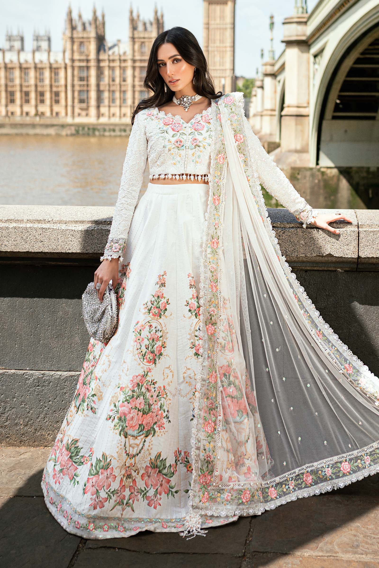 Maria B 3 Piece Embroidered Raw Silk Suit - Aqsa Fabrics