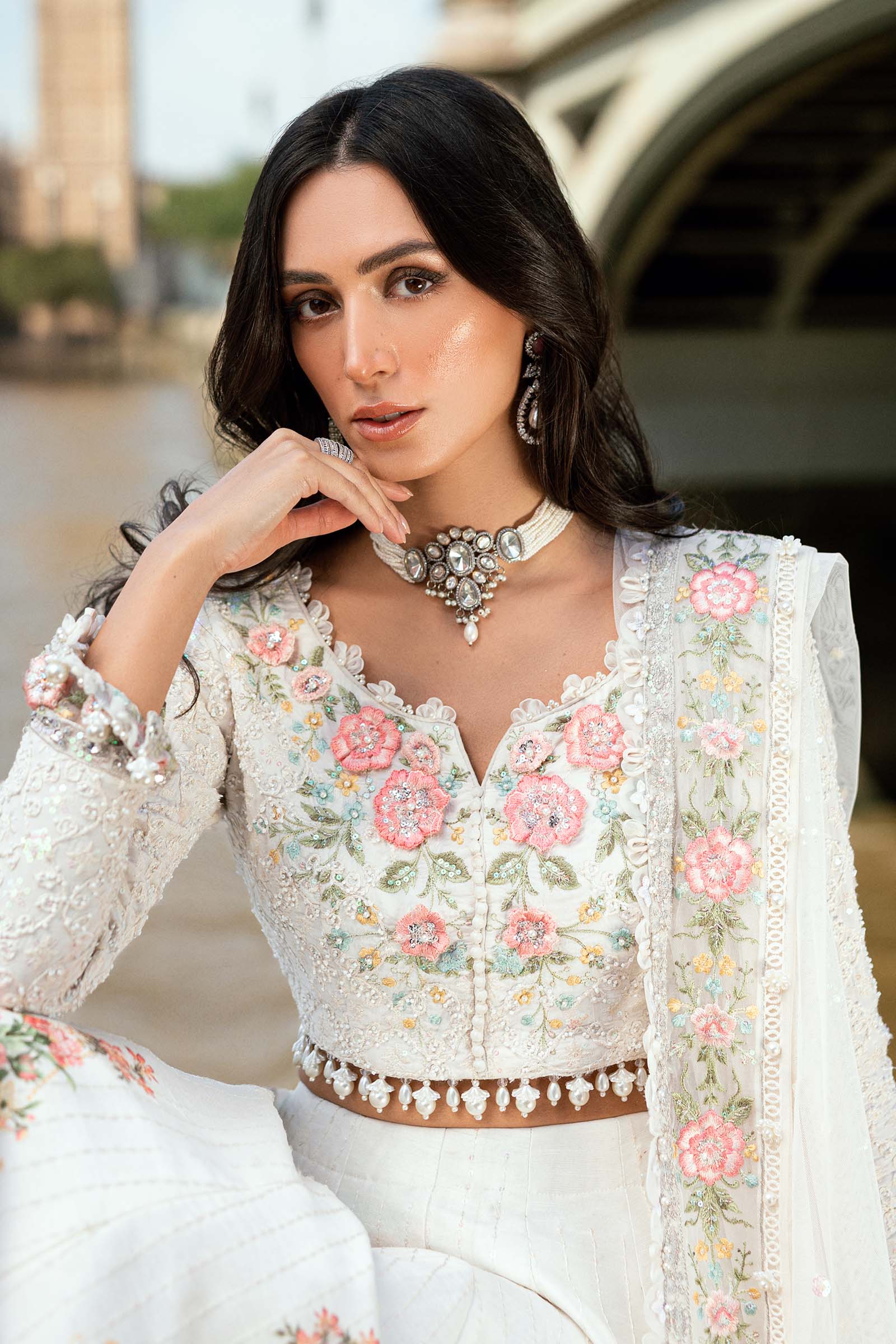 Maria B 3 Piece Embroidered Raw Silk Suit - Aqsa Fabrics