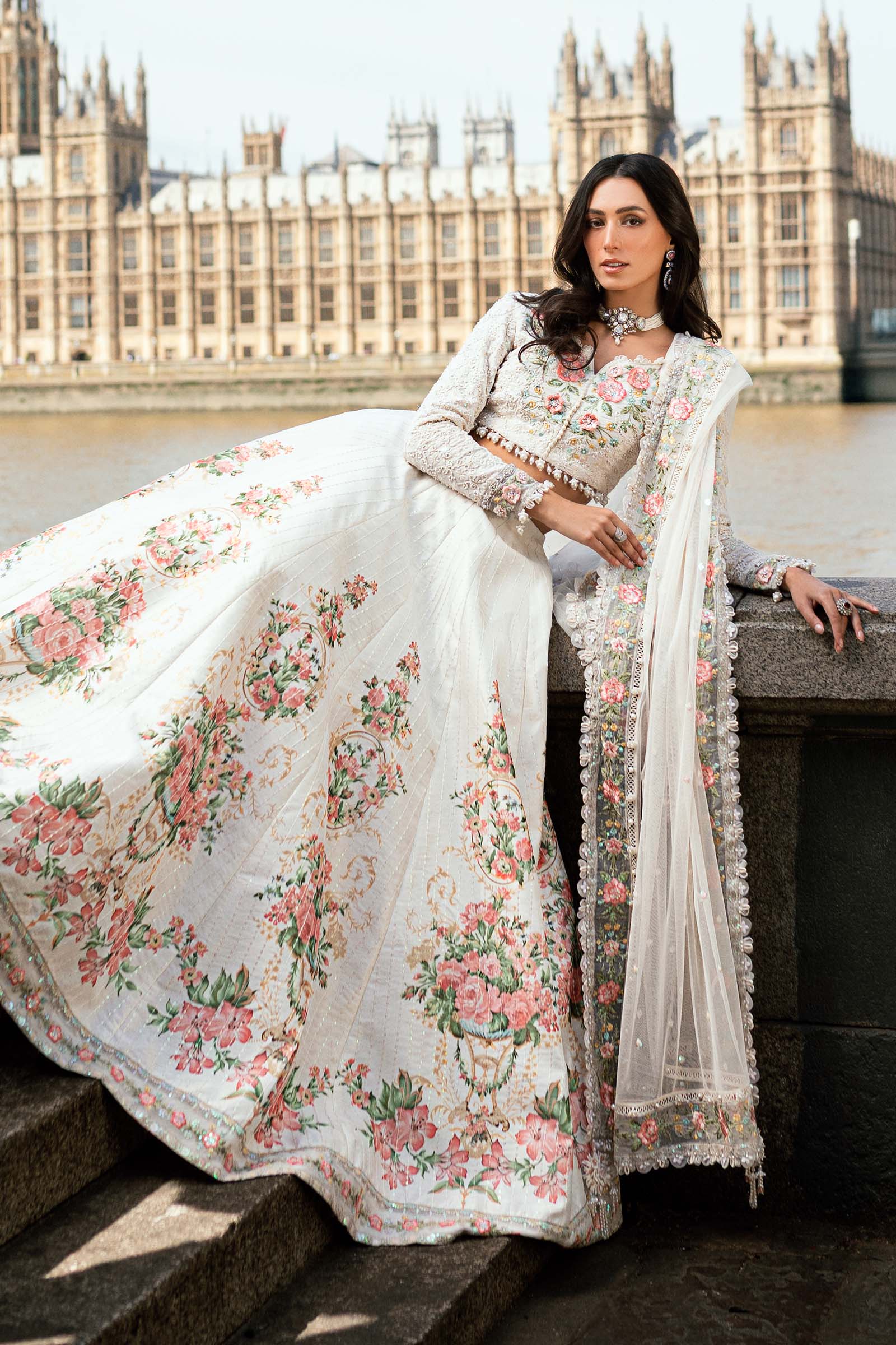 Maria B 3 Piece Embroidered Raw Silk Suit - Aqsa Fabrics