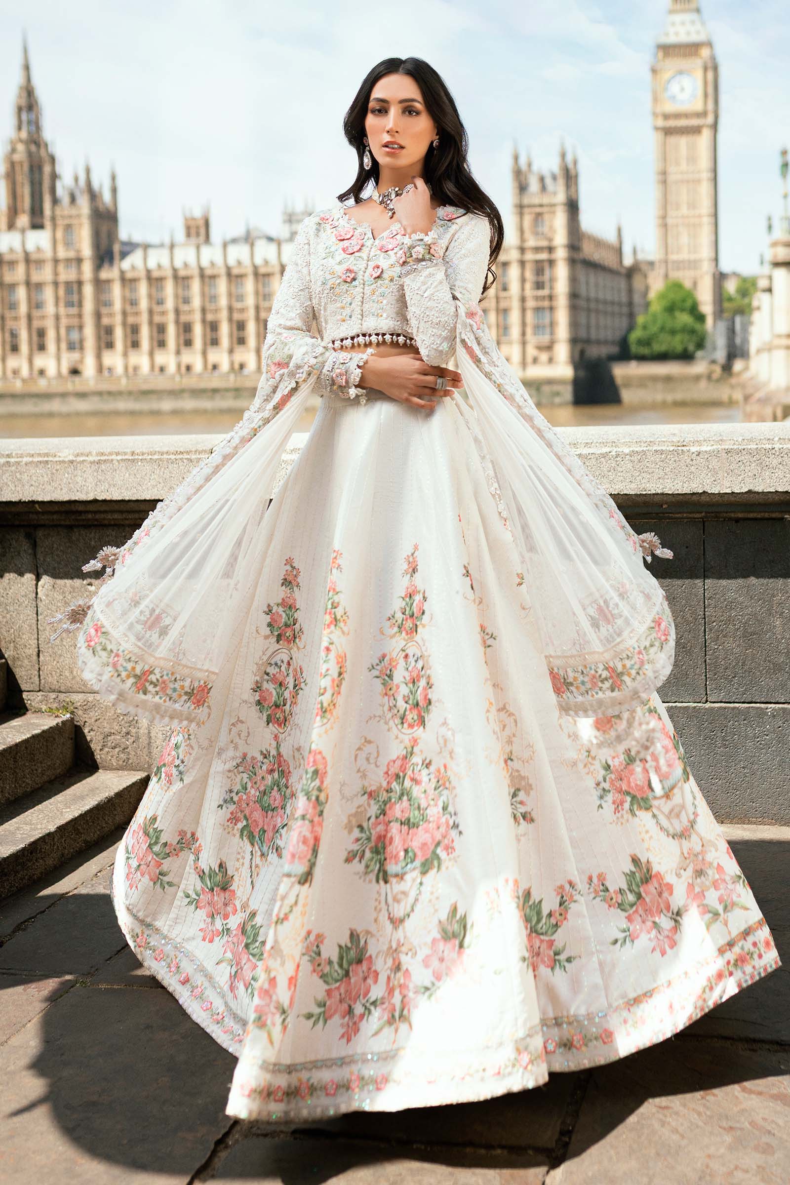 Maria B 3 Piece Embroidered Raw Silk Suit - Aqsa Fabrics