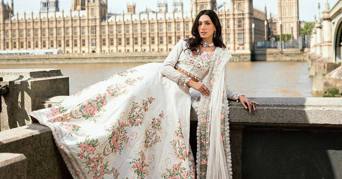 Maria B 3 Piece Embroidered Raw Silk Suit - Aqsa Fabrics