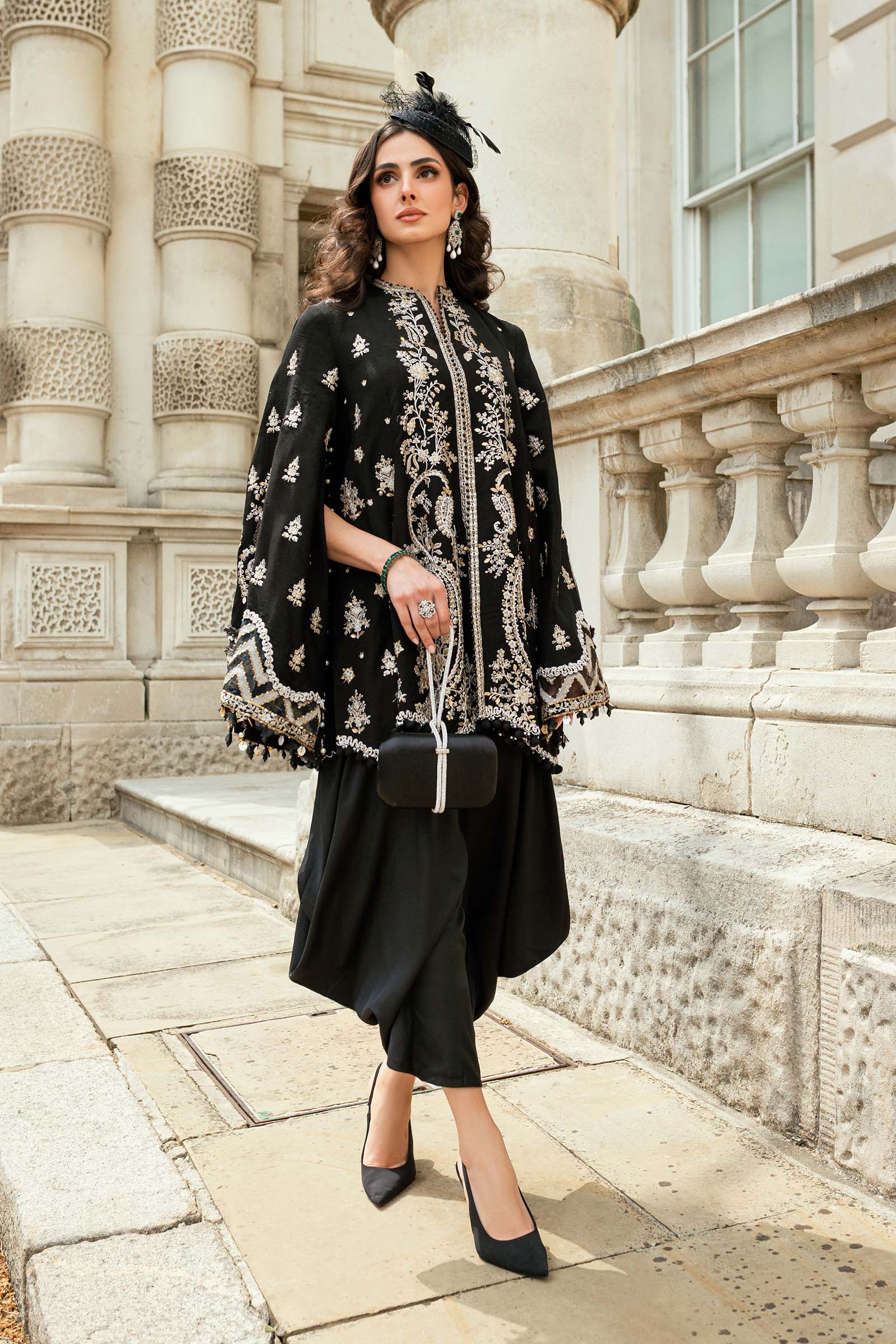 Maria B 3 Piece Embroidered Raw Silk Suit - Aqsa Fabrics