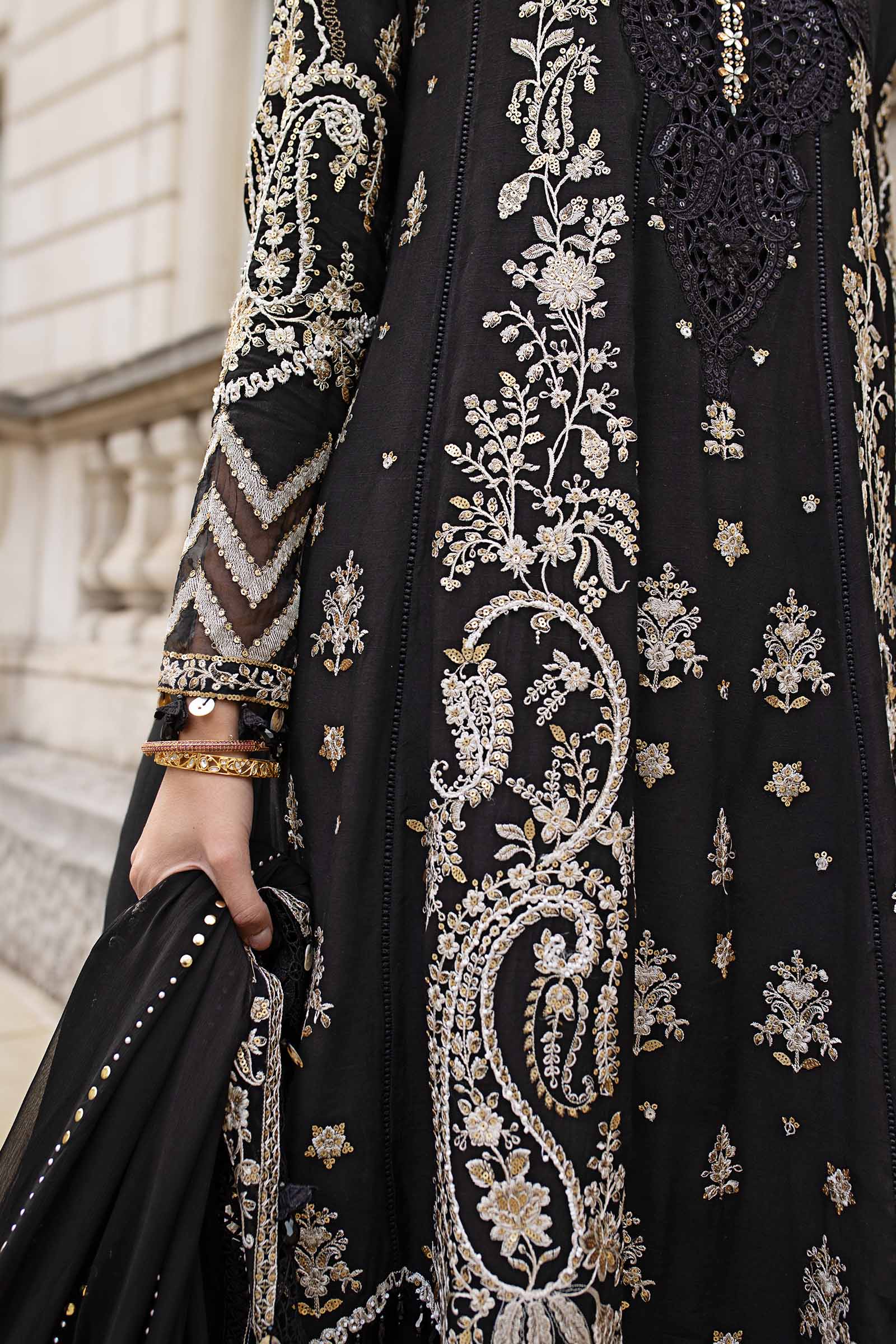 Maria B 3 Piece Embroidered Raw Silk Suit - Aqsa Fabrics