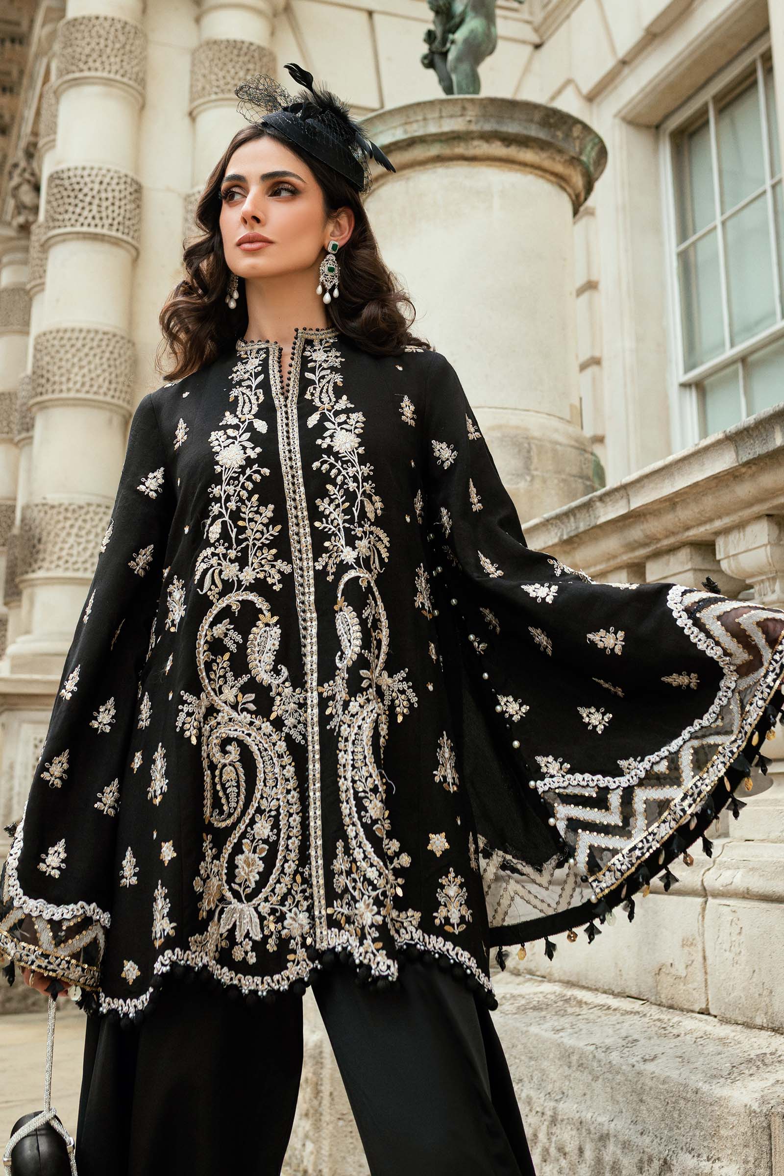 Maria B 3 Piece Embroidered Raw Silk Suit - Aqsa Fabrics