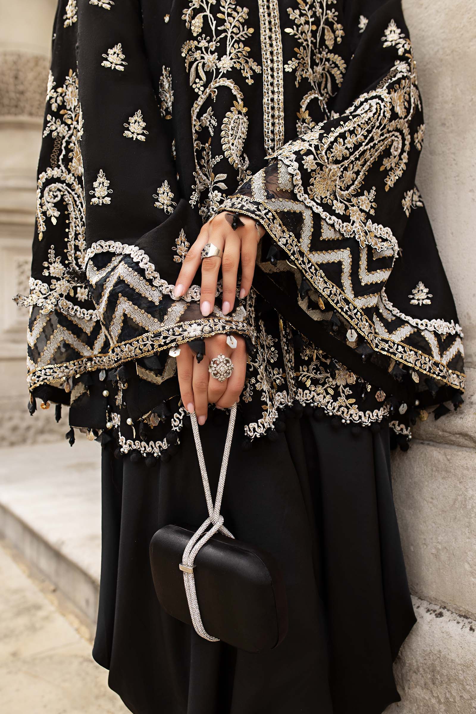 Maria B 3 Piece Embroidered Raw Silk Suit - Aqsa Fabrics