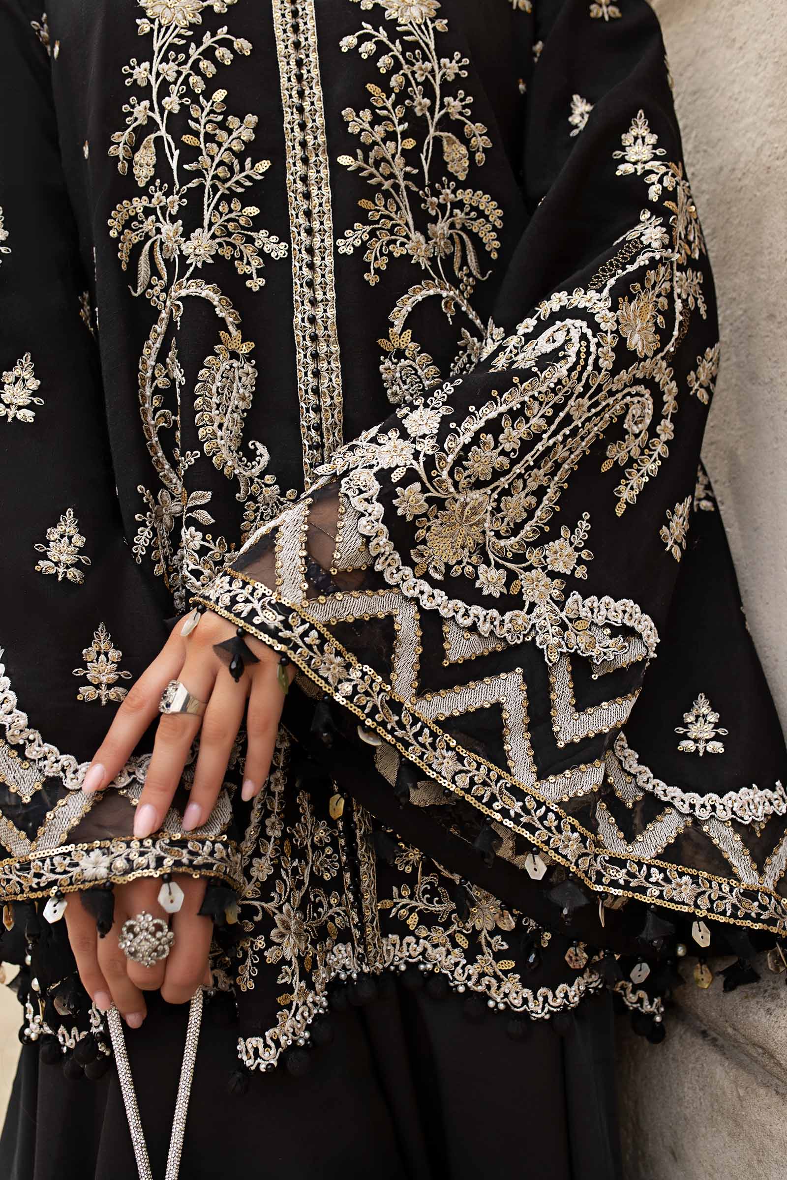 Maria B 3 Piece Embroidered Raw Silk Suit - Aqsa Fabrics