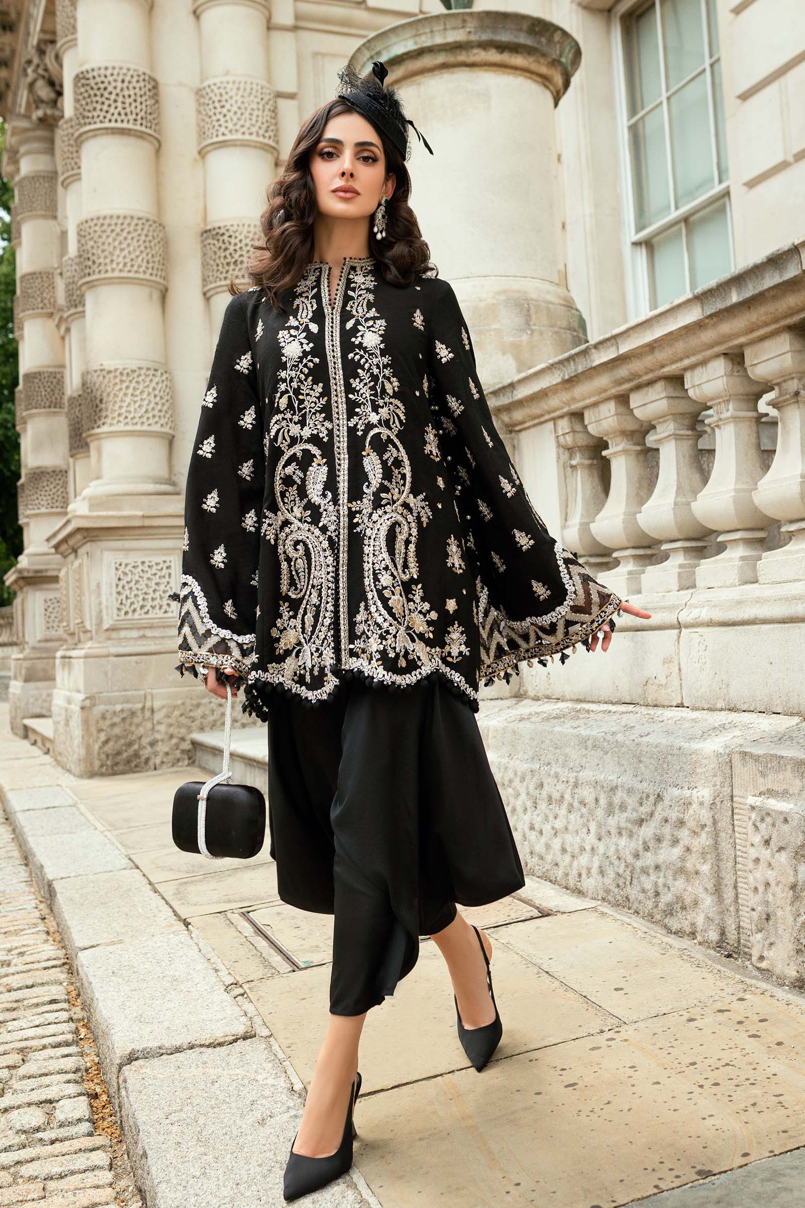 Maria B 3 Piece Embroidered Raw Silk Suit - Aqsa Fabrics
