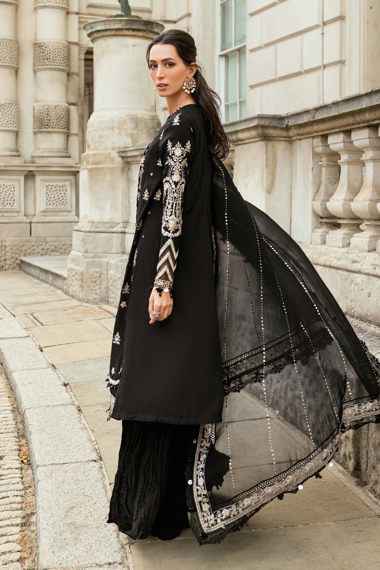 Maria B 3 Piece Embroidered Raw Silk Suit - Aqsa Fabrics