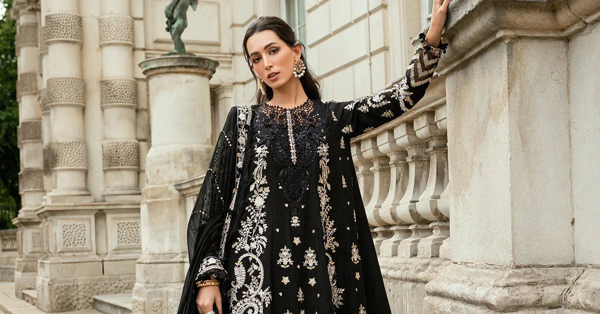 Maria B 3 Piece Embroidered Raw Silk Suit - Aqsa Fabrics