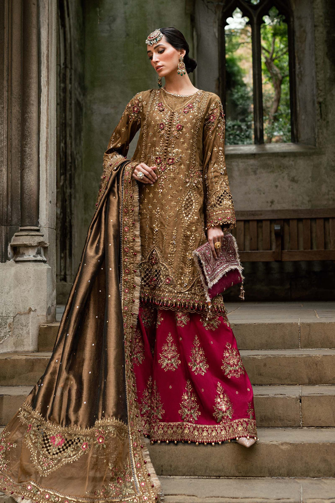Maria B 3 Piece Embroidered Raw Silk Suit - Aqsa Fabrics