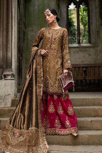 Maria B 3 Piece Embroidered Raw Silk Suit - Aqsa Fabrics