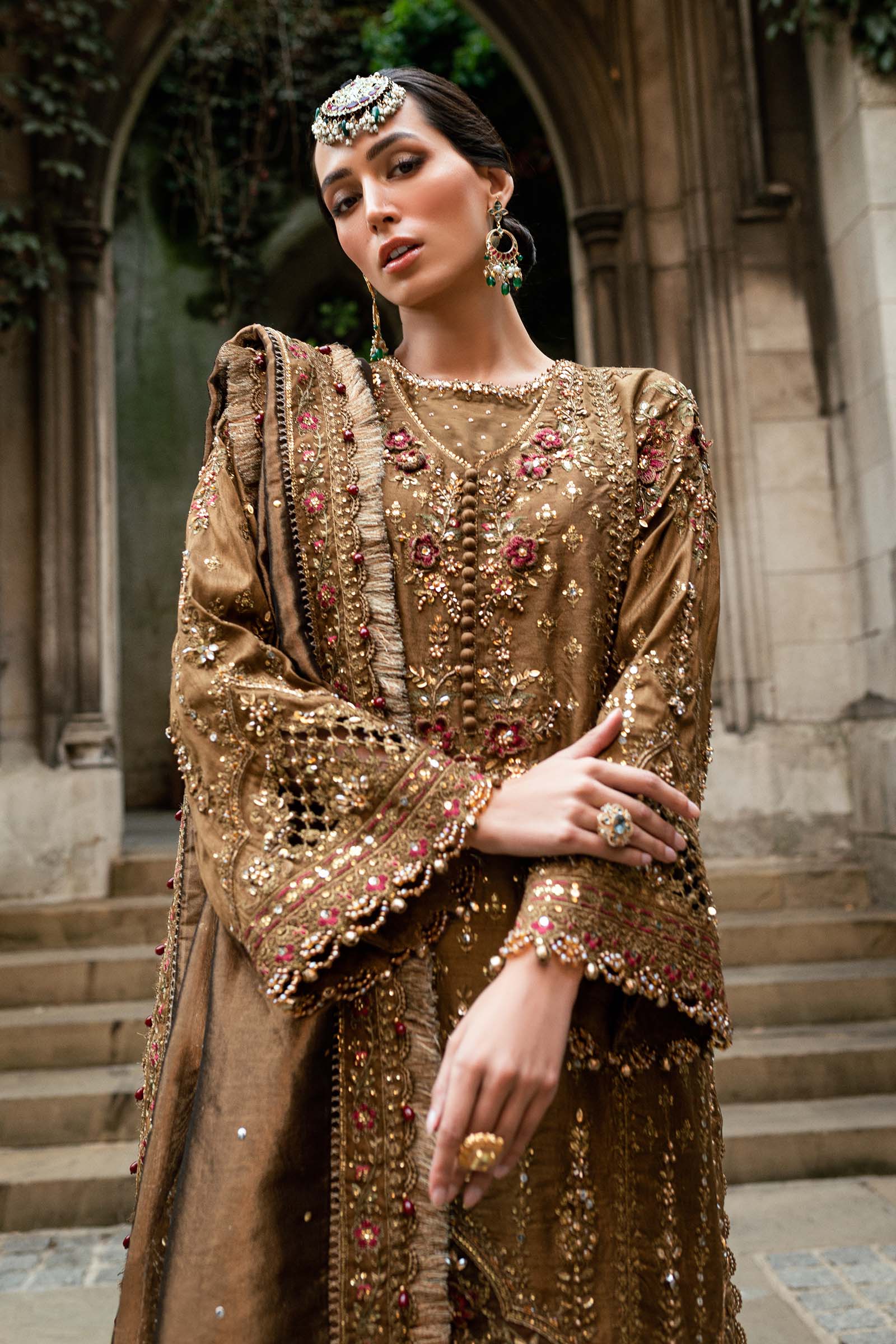 Maria B 3 Piece Embroidered Raw Silk Suit - Aqsa Fabrics