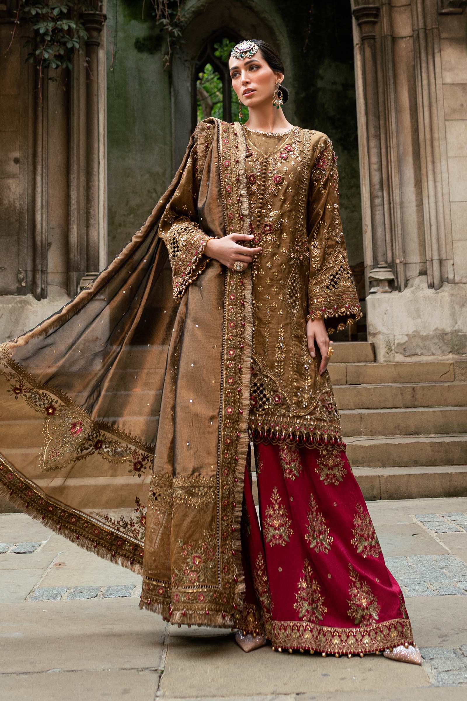 Maria B 3 Piece Embroidered Raw Silk Suit - Aqsa Fabrics