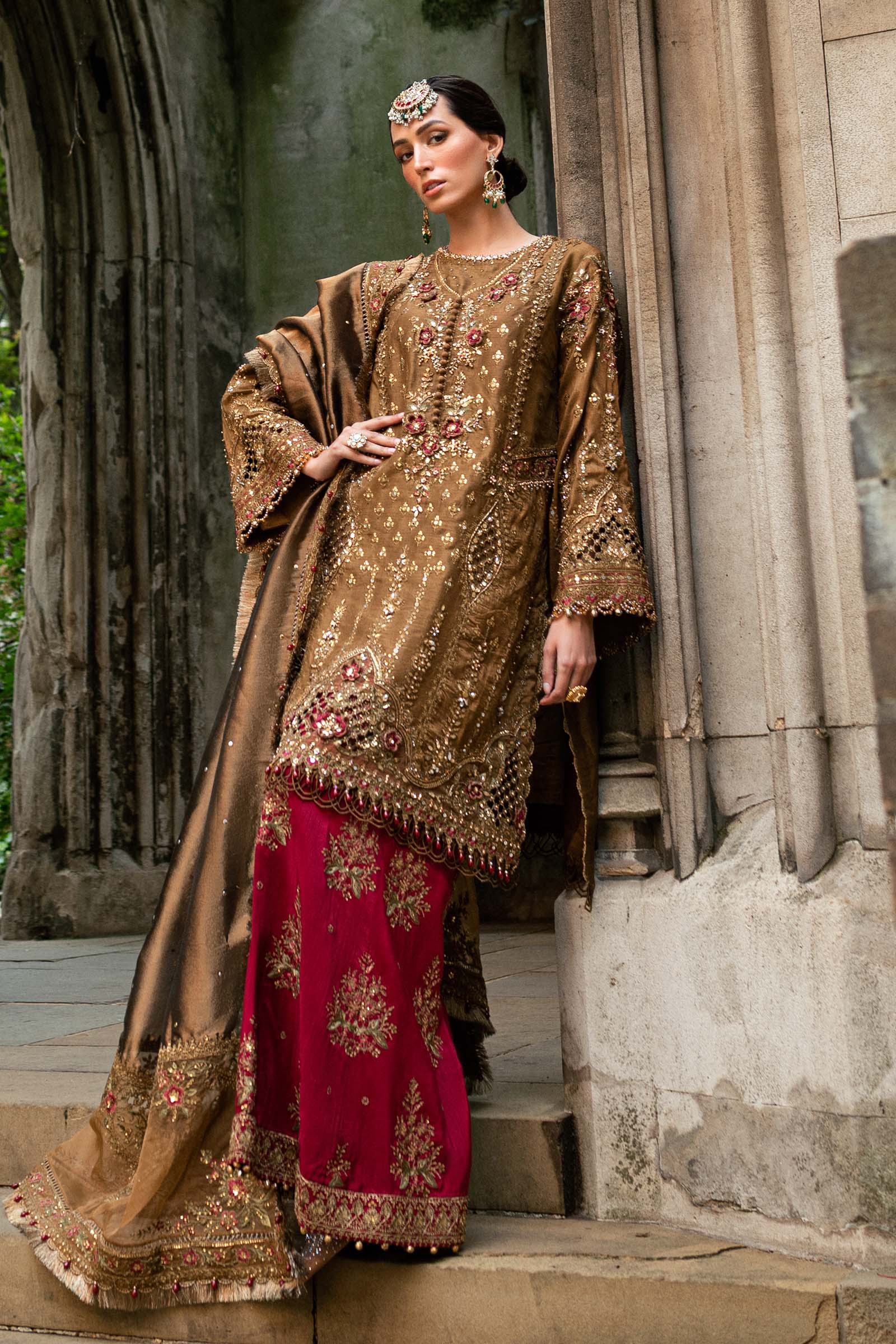 Maria B 3 Piece Embroidered Raw Silk Suit - Aqsa Fabrics