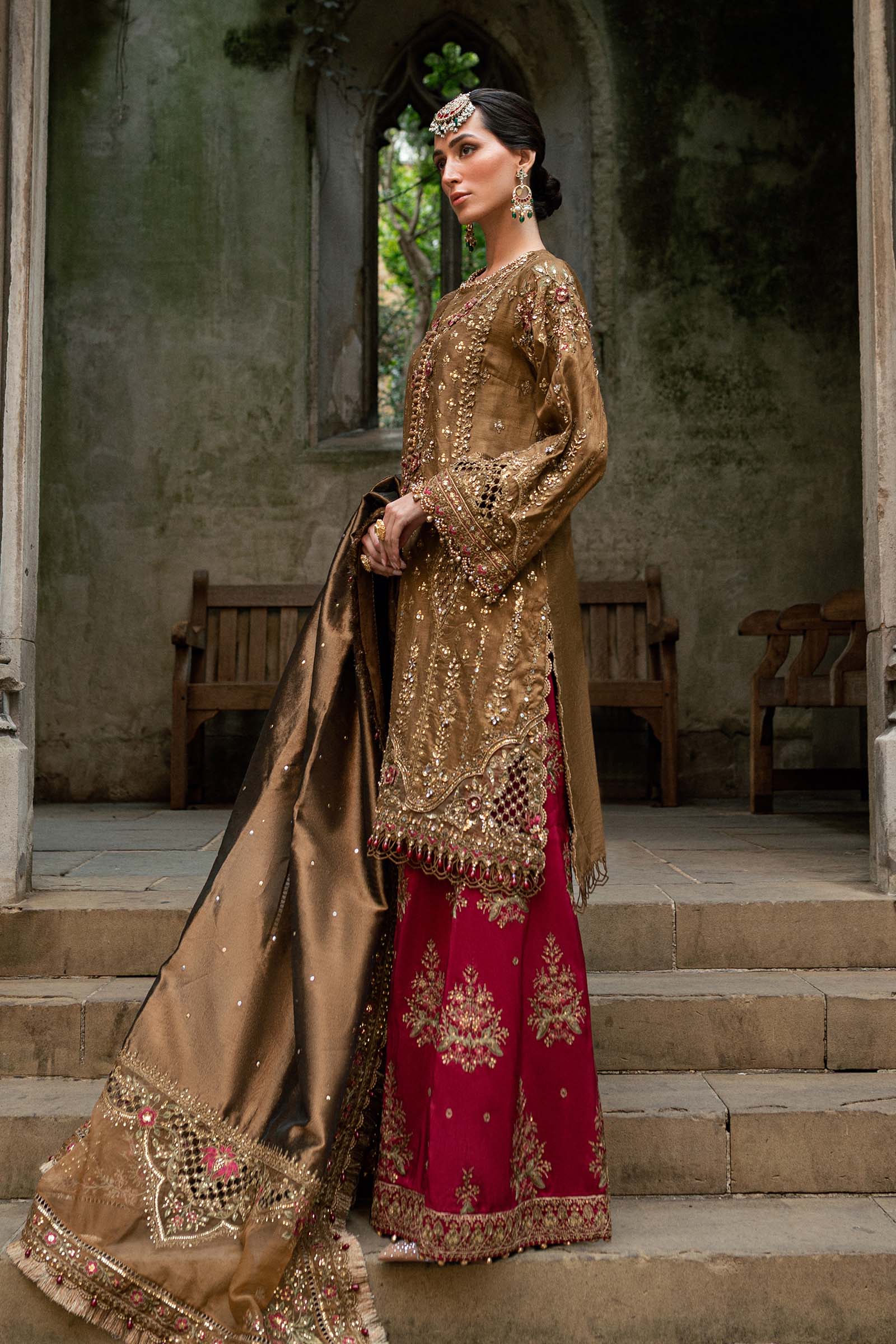 Maria B 3 Piece Embroidered Raw Silk Suit - Aqsa Fabrics