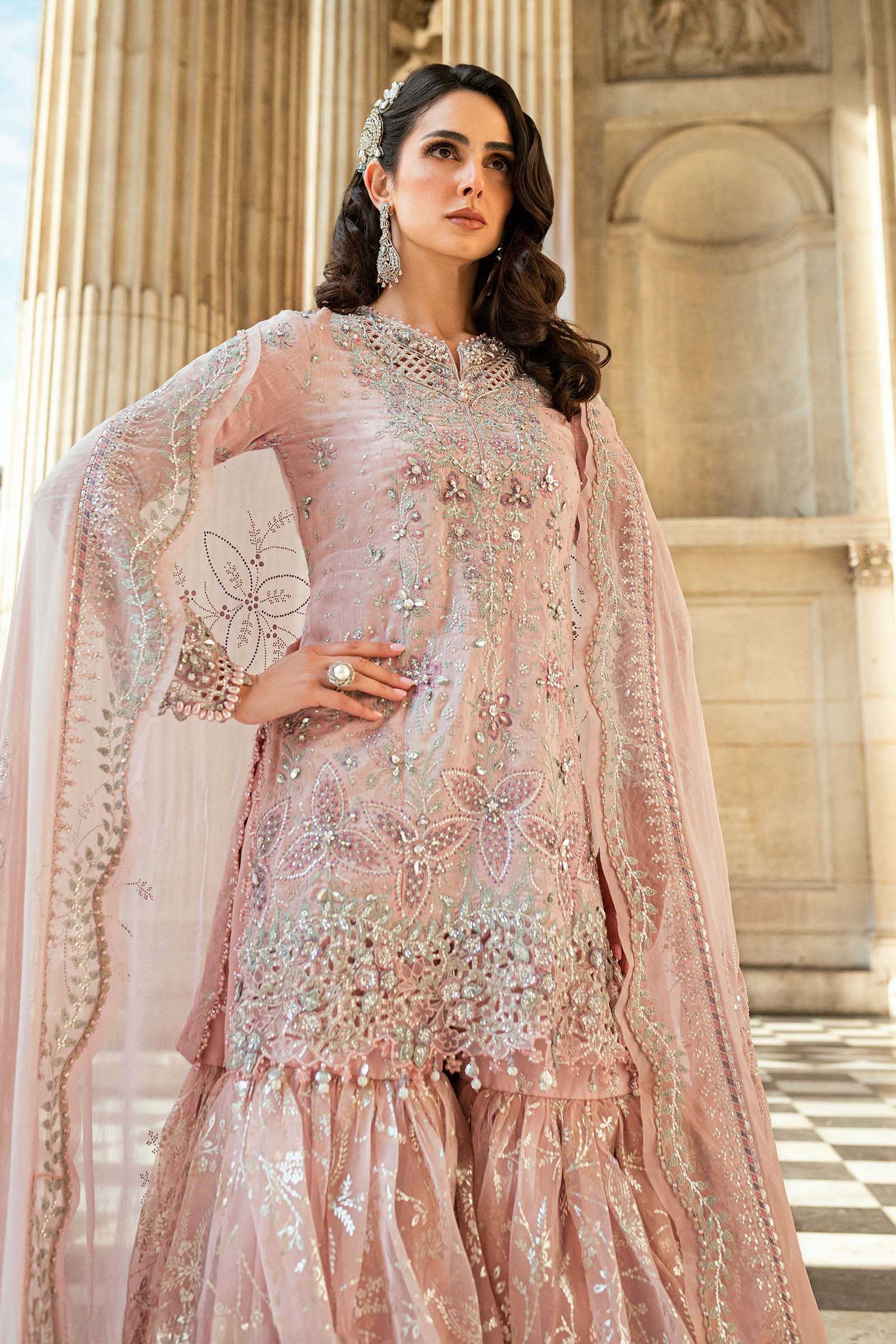 Maria B 3 Piece Embroidered Raw Silk Suit - Aqsa Fabrics