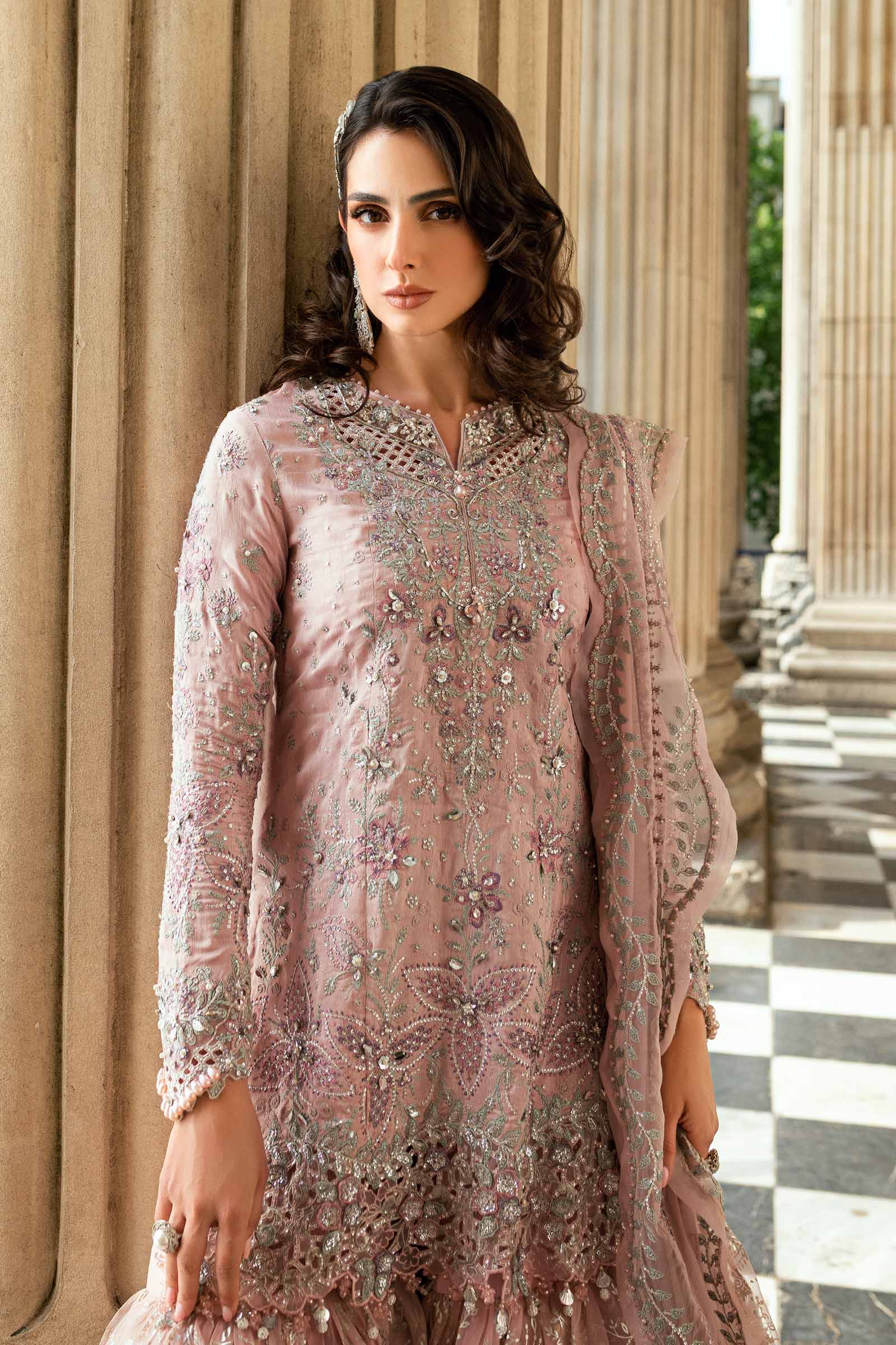 Maria B 3 Piece Embroidered Raw Silk Suit - Aqsa Fabrics