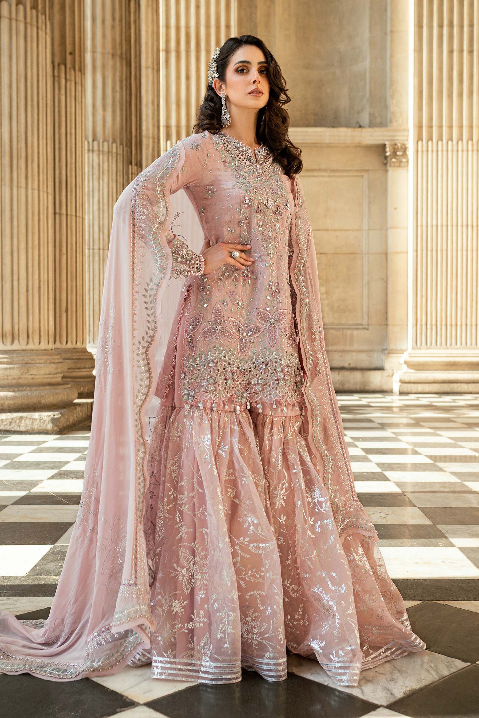 Maria B 3 Piece Embroidered Raw Silk Suit - Aqsa Fabrics
