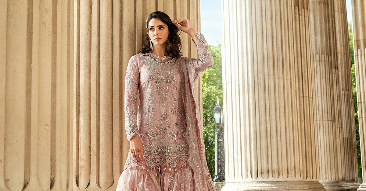 Maria B 3 Piece Embroidered Raw Silk Suit - Aqsa Fabrics