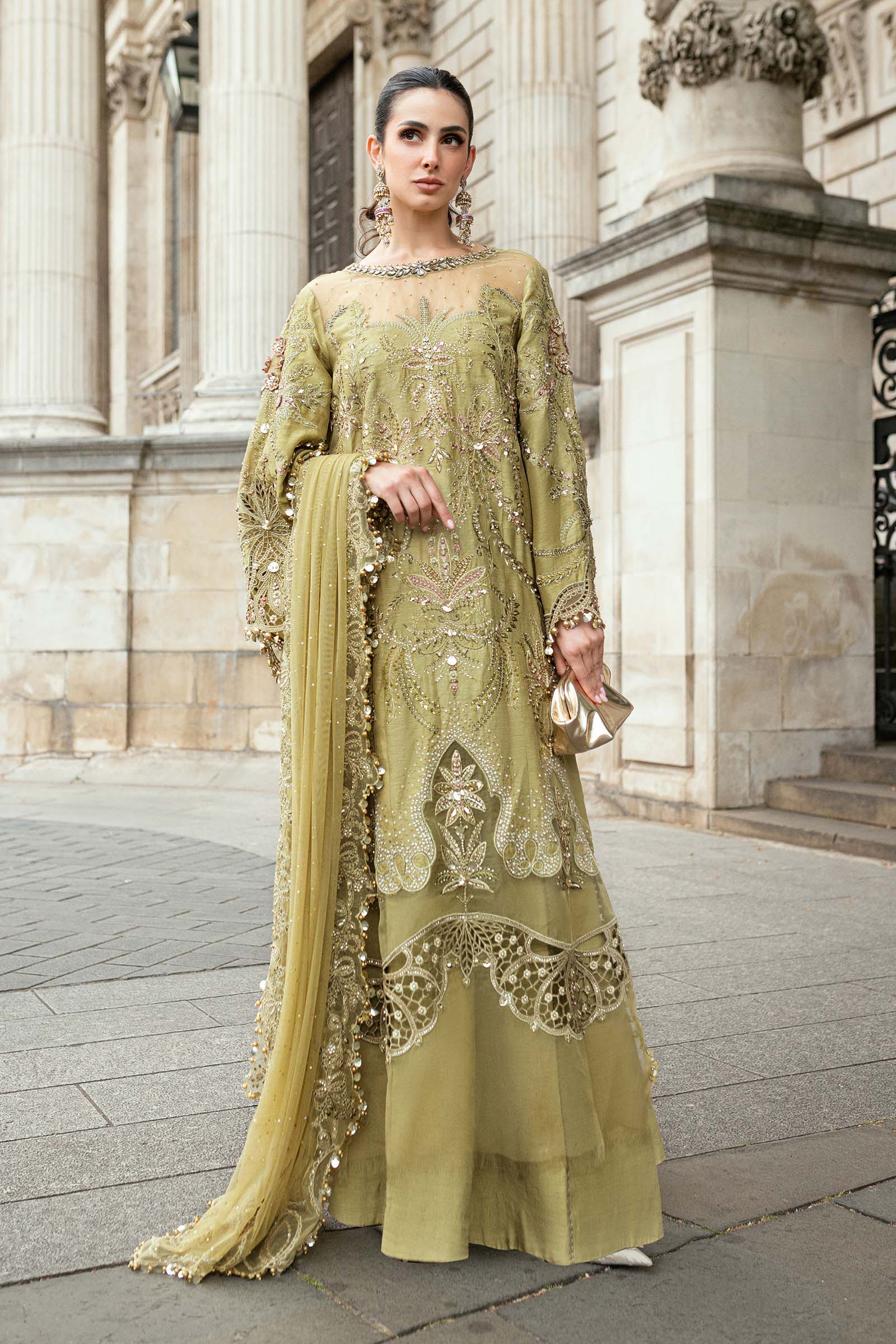 Maria B 3 Piece Embroidered Raw Silk Suit - Aqsa Fabrics