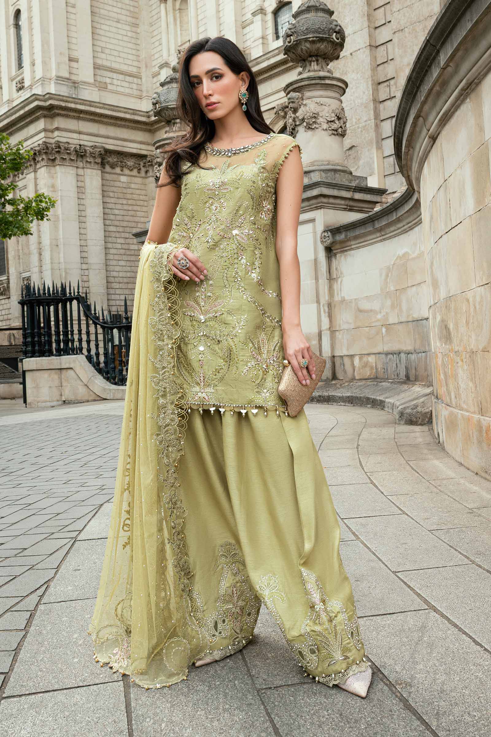 Maria B 3 Piece Embroidered Raw Silk Suit - Aqsa Fabrics