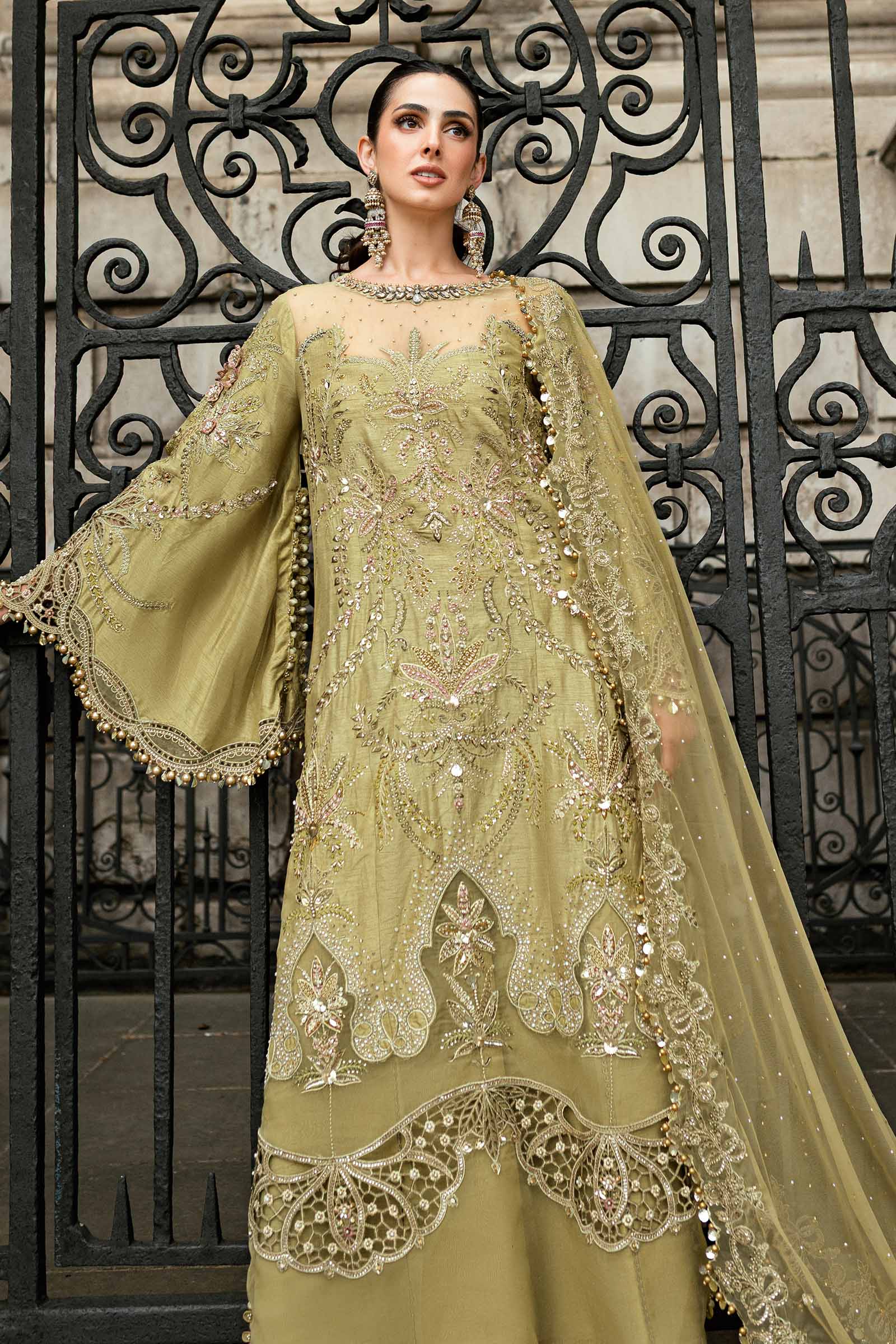 Maria B 3 Piece Embroidered Raw Silk Suit - Aqsa Fabrics