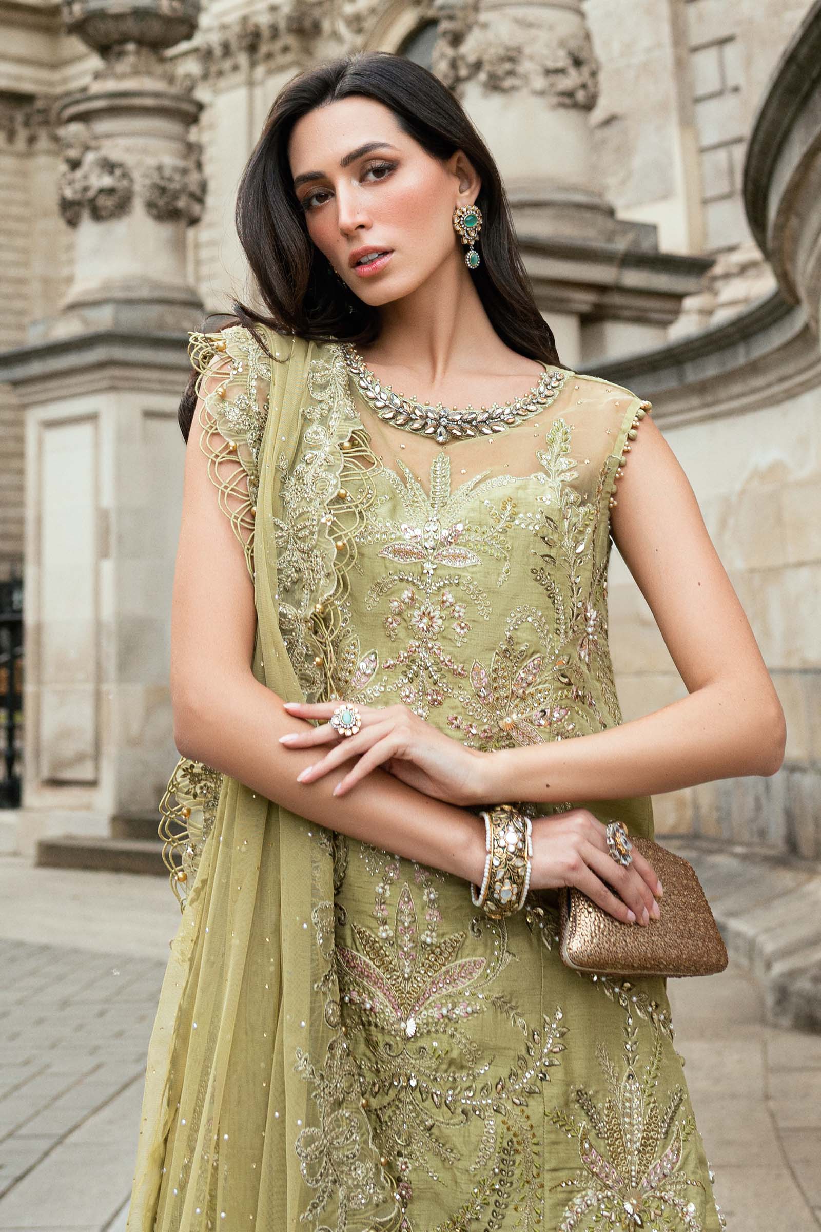 Maria B 3 Piece Embroidered Raw Silk Suit - Aqsa Fabrics