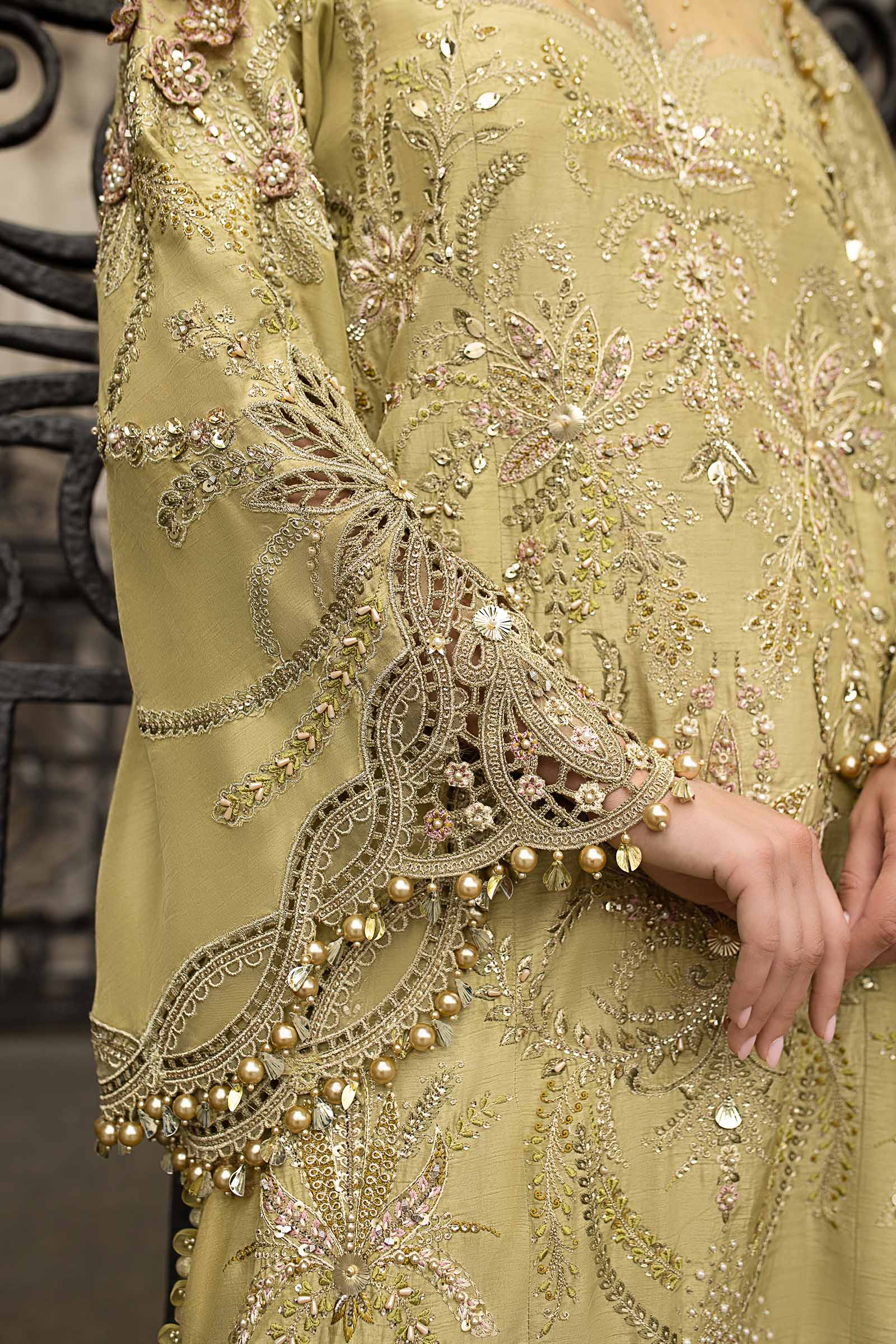 Maria B 3 Piece Embroidered Raw Silk Suit - Aqsa Fabrics