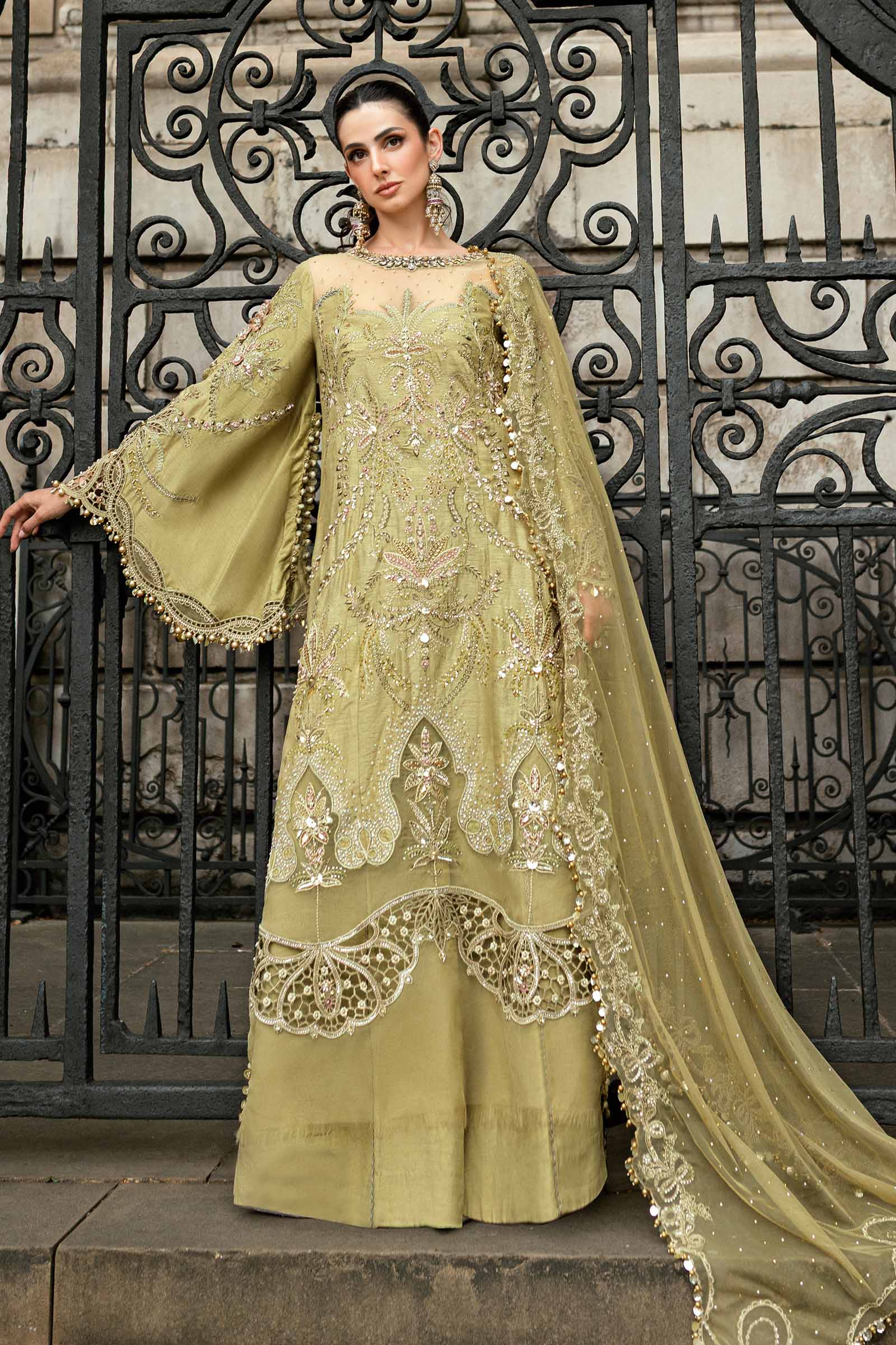 Maria B 3 Piece Embroidered Raw Silk Suit - Aqsa Fabrics