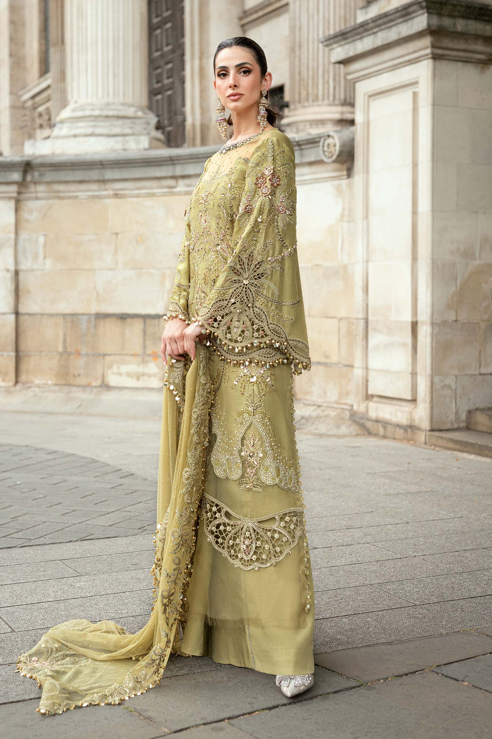 Maria B 3 Piece Embroidered Raw Silk Suit - Aqsa Fabrics