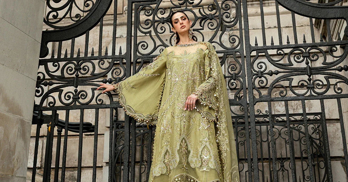 Maria B 3 Piece Embroidered Raw Silk Suit - Aqsa Fabrics