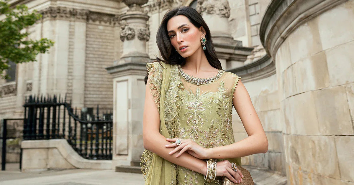 Maria B 3 Piece Embroidered Raw Silk Suit - Aqsa Fabrics