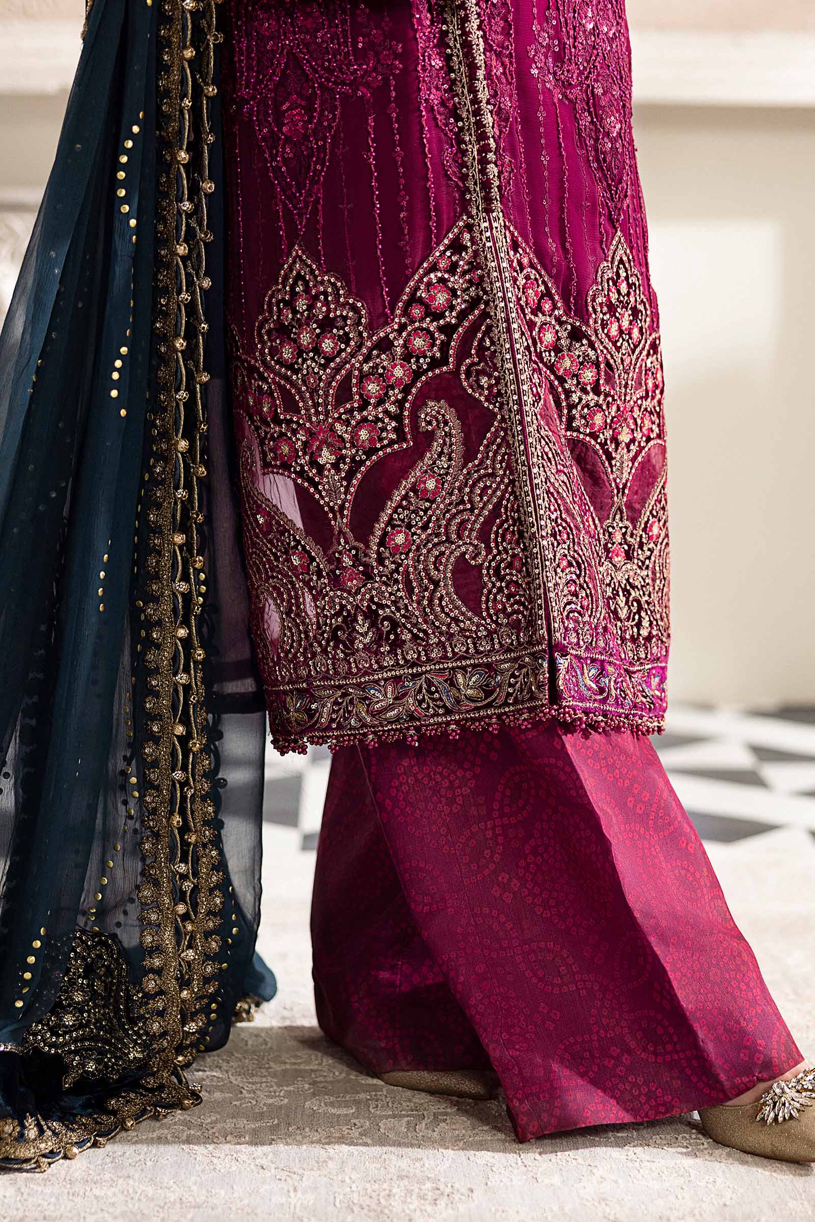 Maria B 3 Piece Unstitched Embroidered Chiffon Suit | MPC-25-102 - Aqsa Fabrics