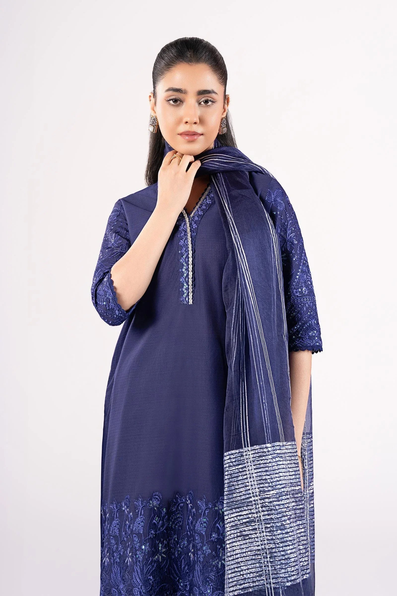 Maria B | Basics RTW | 3 Pc Embroidered Dobby Suit | MB-CS25-137 - Aqsa Fabrics