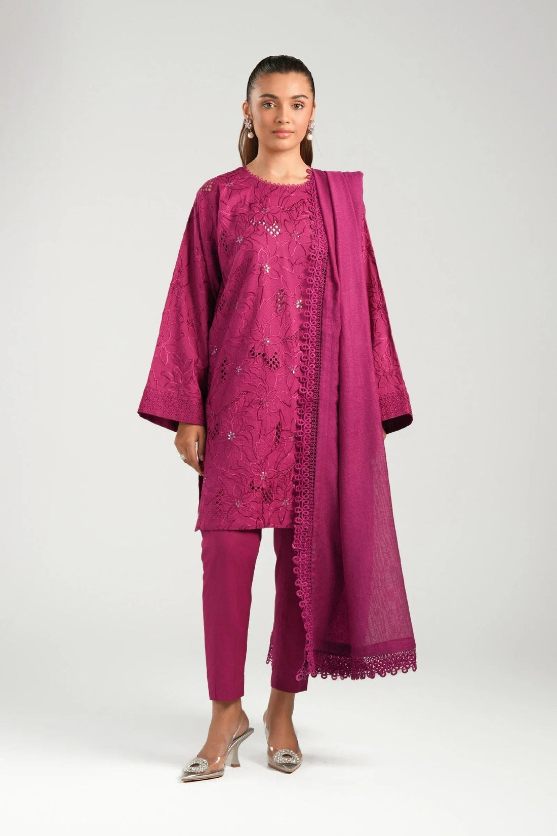 Maria B | Basics RTW | 3 Pc Embroidered Dobby Suit | MB-CS25-138 - Aqsa Fabrics