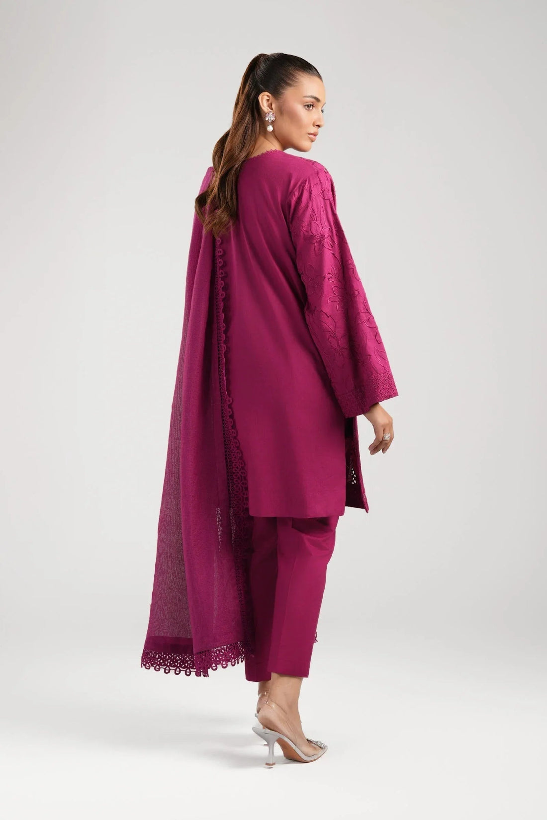 Maria B | Basics RTW | 3 Pc Embroidered Dobby Suit | MB-CS25-138 - Aqsa Fabrics