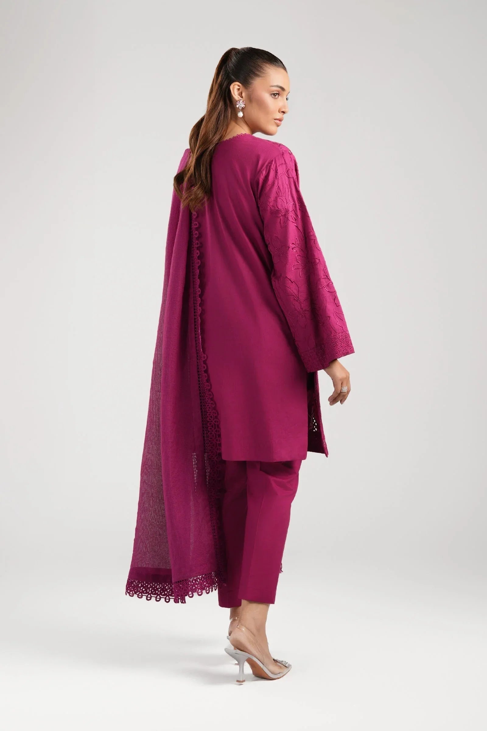 Maria B | Basics RTW | 3 Pc Embroidered Dobby Suit | MB-CS25-138 - Aqsa Fabrics