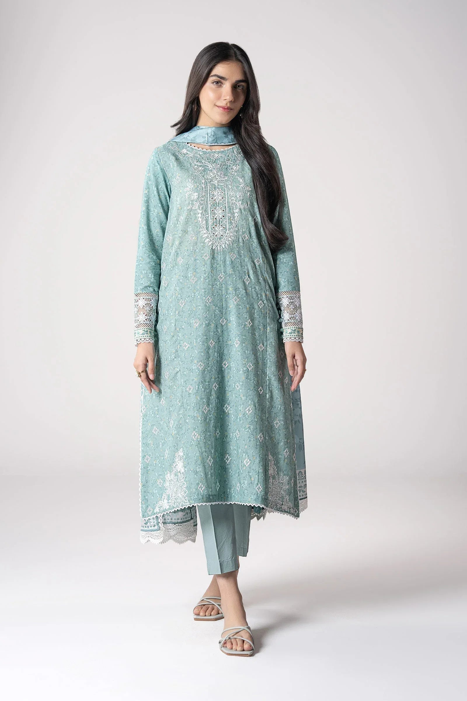 Maria B | Basics RTW | 3 Pc Embroidered Mesh Lurex Dots Suit | MB-CS25-142 - Aqsa Fabrics