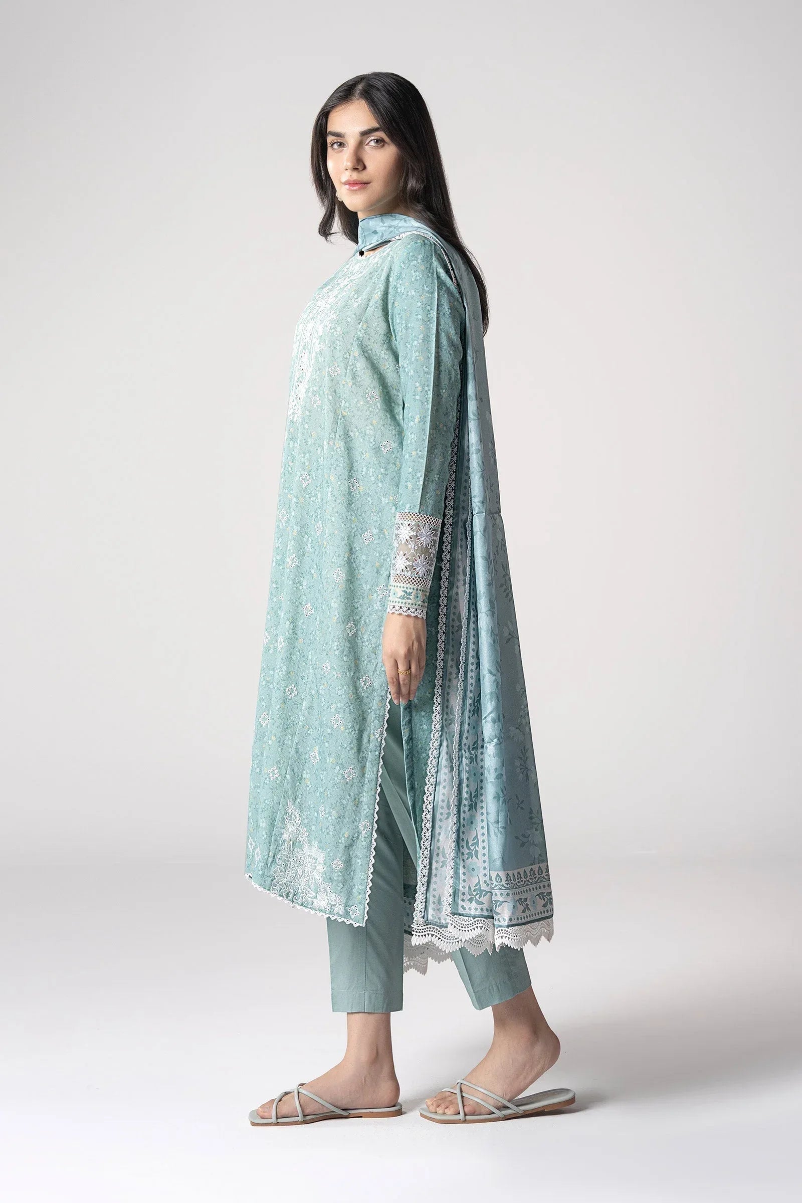Maria B | Basics RTW | 3 Pc Embroidered Mesh Lurex Dots Suit | MB-CS25-142 - Aqsa Fabrics