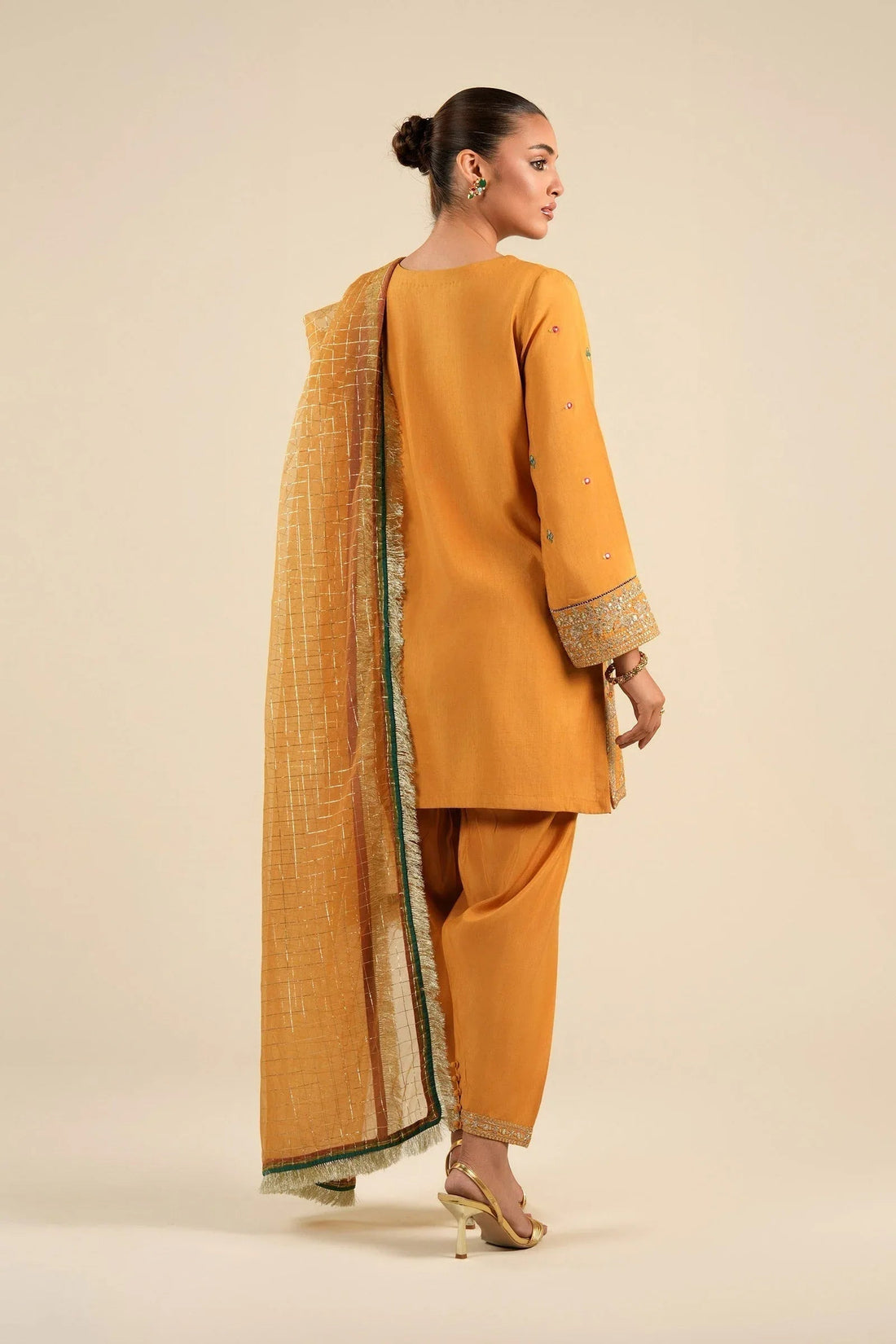 Maria B | Basics RTW | 3 Pc Embroidered Raw Silk Suit | MB-FS25-33 - Aqsa Fabrics