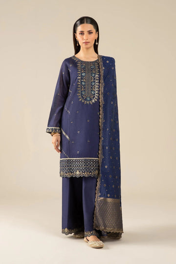 Maria B | Basics RTW | 3 Pc Embroidered Two Tone Silk Suit | MB-FS25-30 - Aqsa Fabrics
