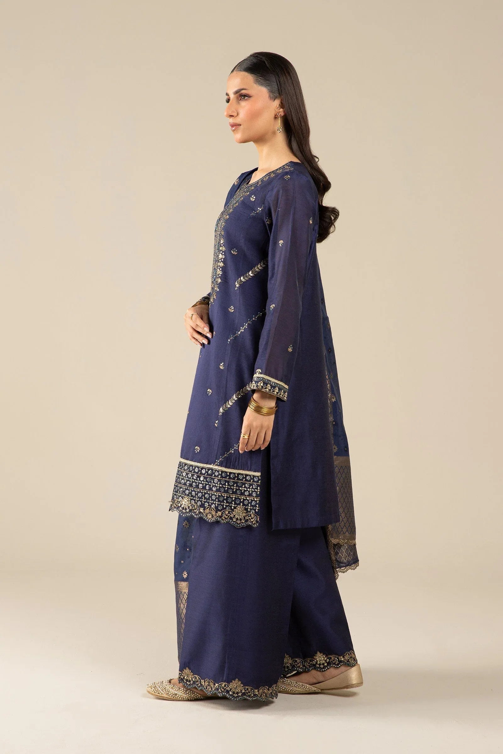Maria B | Basics RTW | 3 Pc Embroidered Two Tone Silk Suit | MB-FS25-30 - Aqsa Fabrics
