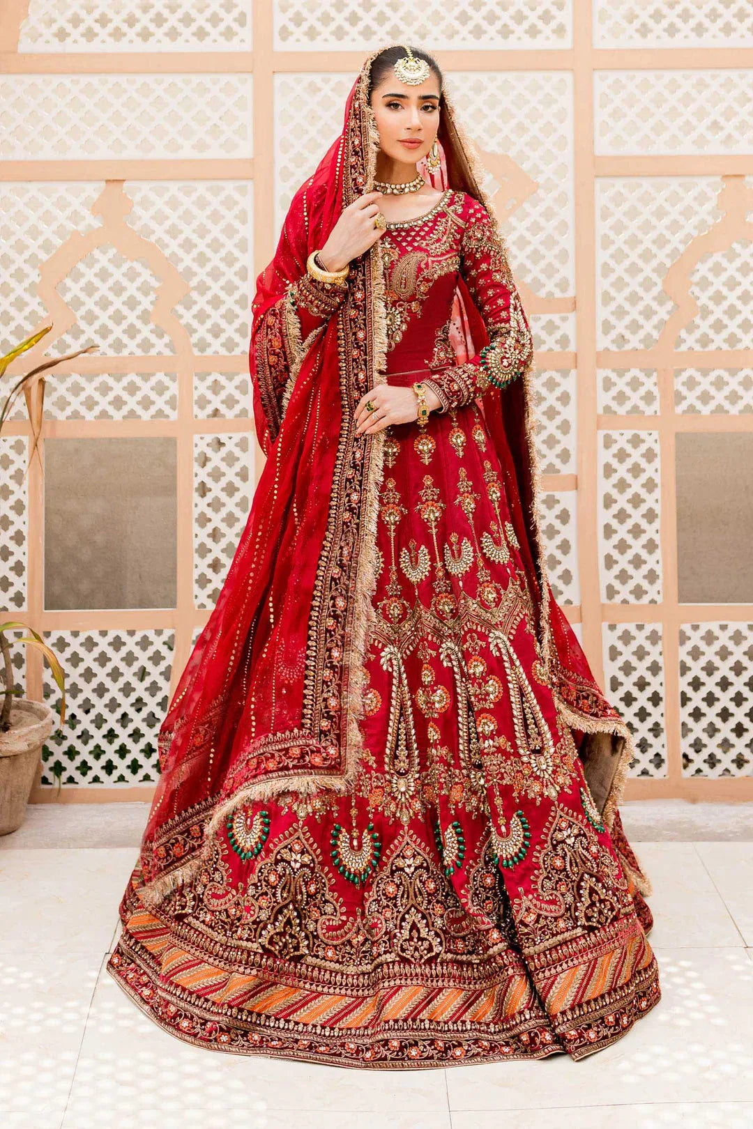Maria B | Bridal Couture | Deep Red MC-907 - Aqsa Fabrics