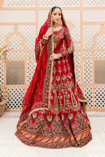 Maria B | Bridal Couture | Deep Red MC-907 - Aqsa Fabrics