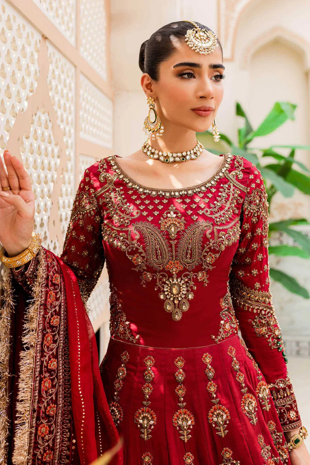 Maria B | Bridal Couture | Deep Red MC-907 - Aqsa Fabrics