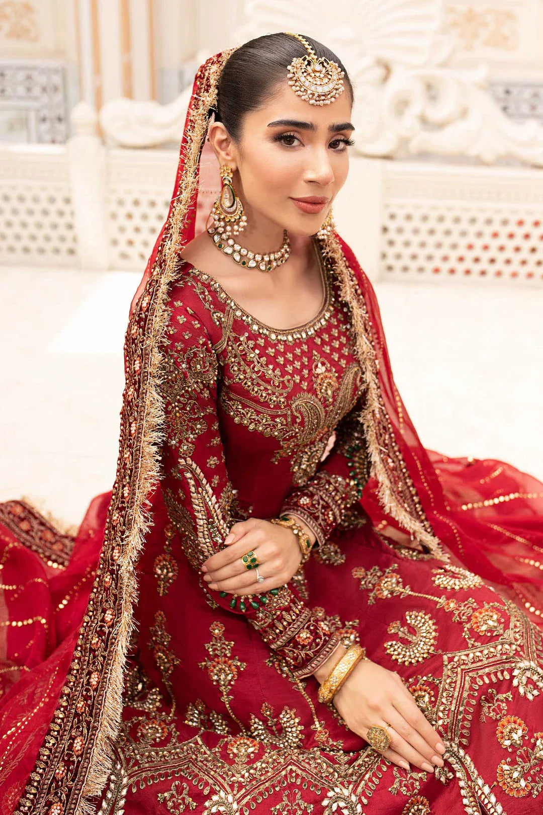 Maria B | Bridal Couture | Deep Red MC-907 - Aqsa Fabrics