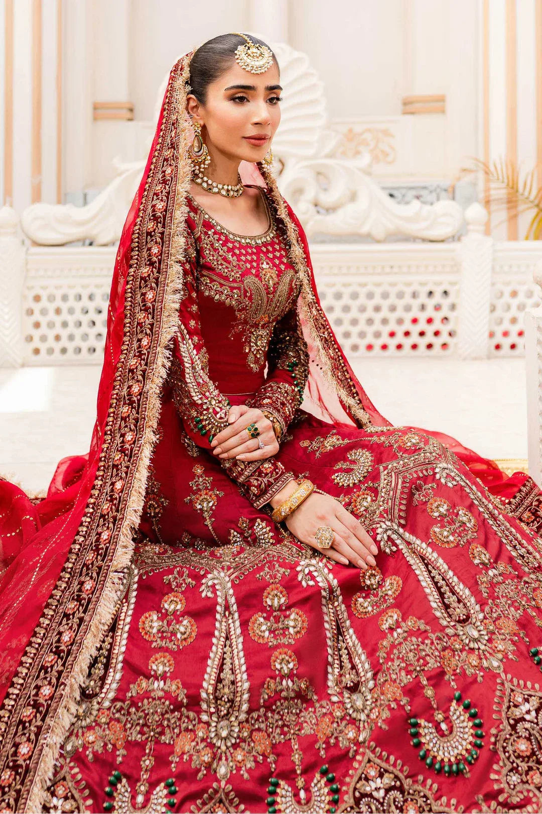 Maria B | Bridal Couture | Deep Red MC-907 - Aqsa Fabrics