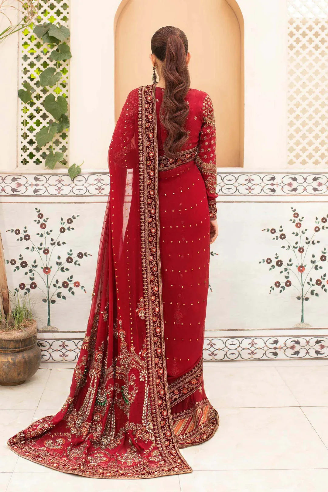Maria B | Bridal Couture | Deep Red MC-910 - Aqsa Fabrics