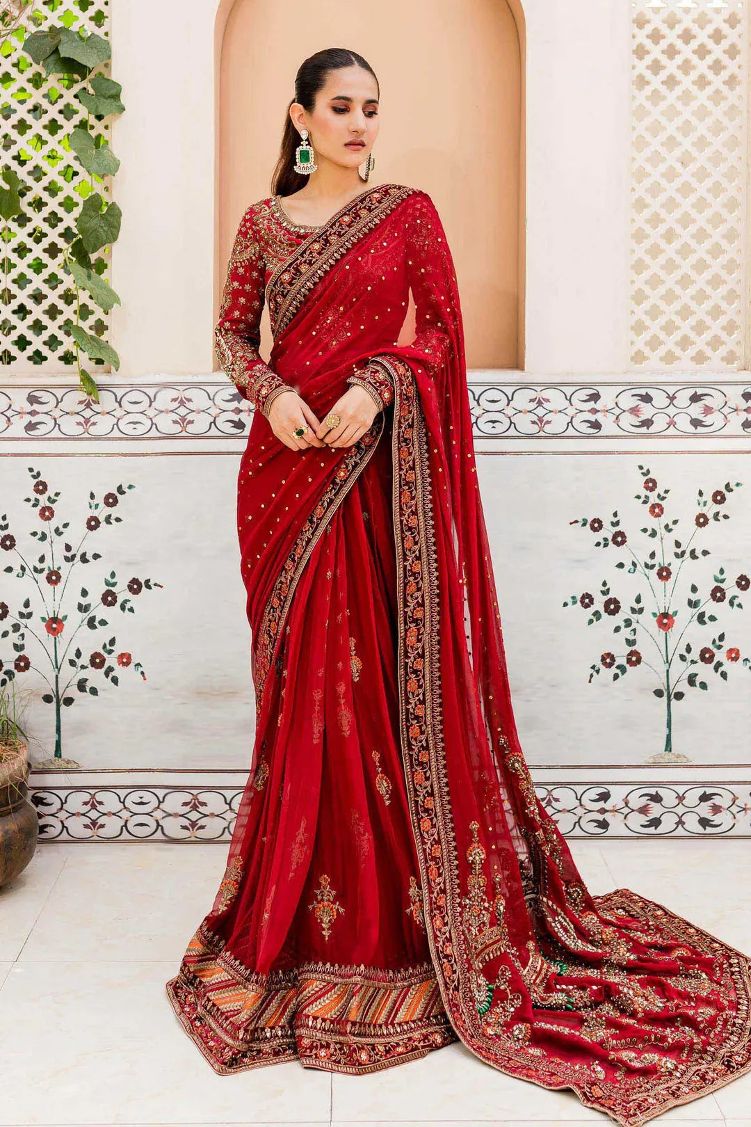 Maria B | Bridal Couture | Deep Red MC-910 - Aqsa Fabrics