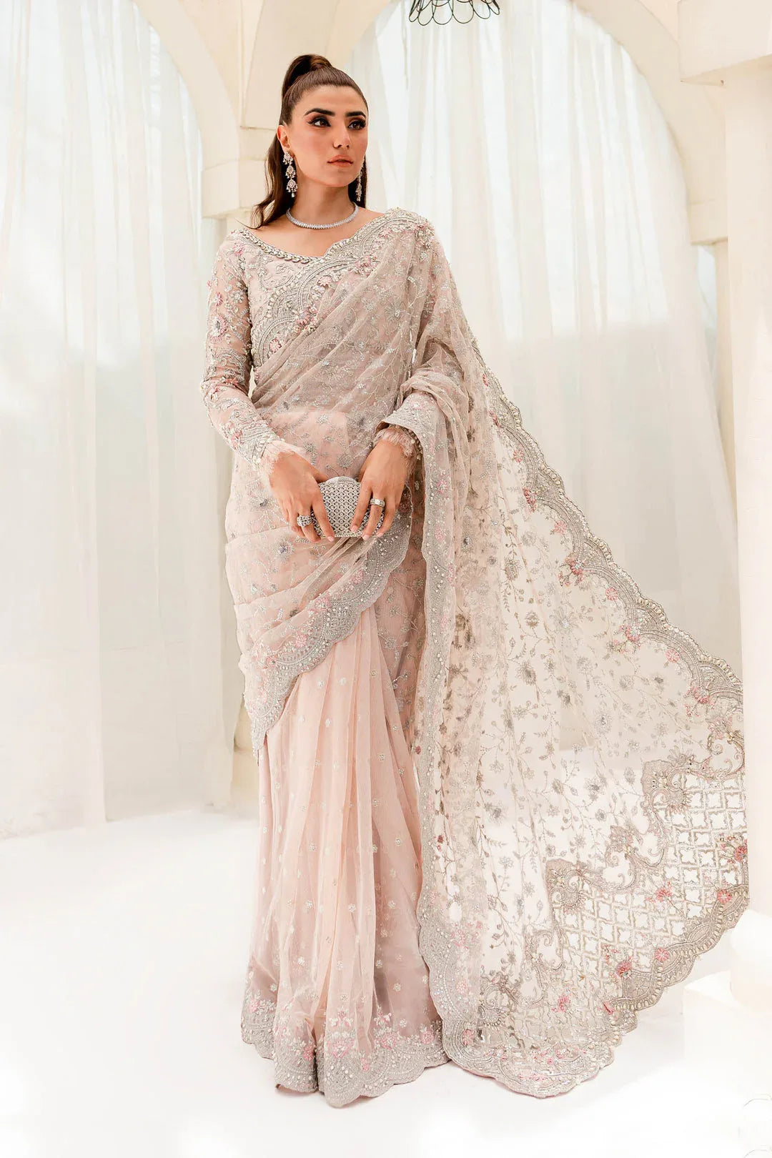 Maria B | Bridal Couture | Pale Pink MC-909 - Aqsa Fabrics